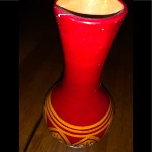 Vintage Kenya pottery red/gold vase 7 in tall